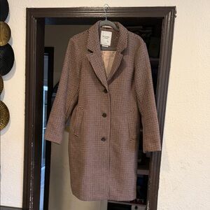 Abercrombie & Fitch Brown Houndstooth Trench Coat